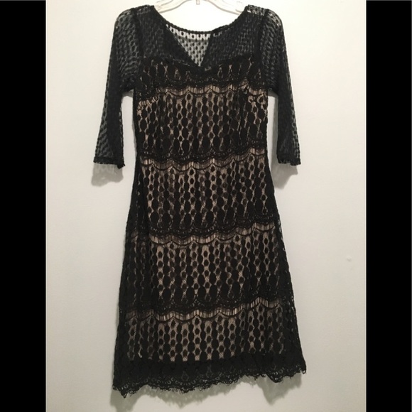 Sangria Lace Black Swiss Dot Contrast Dress 6 - Picture 2 of 8